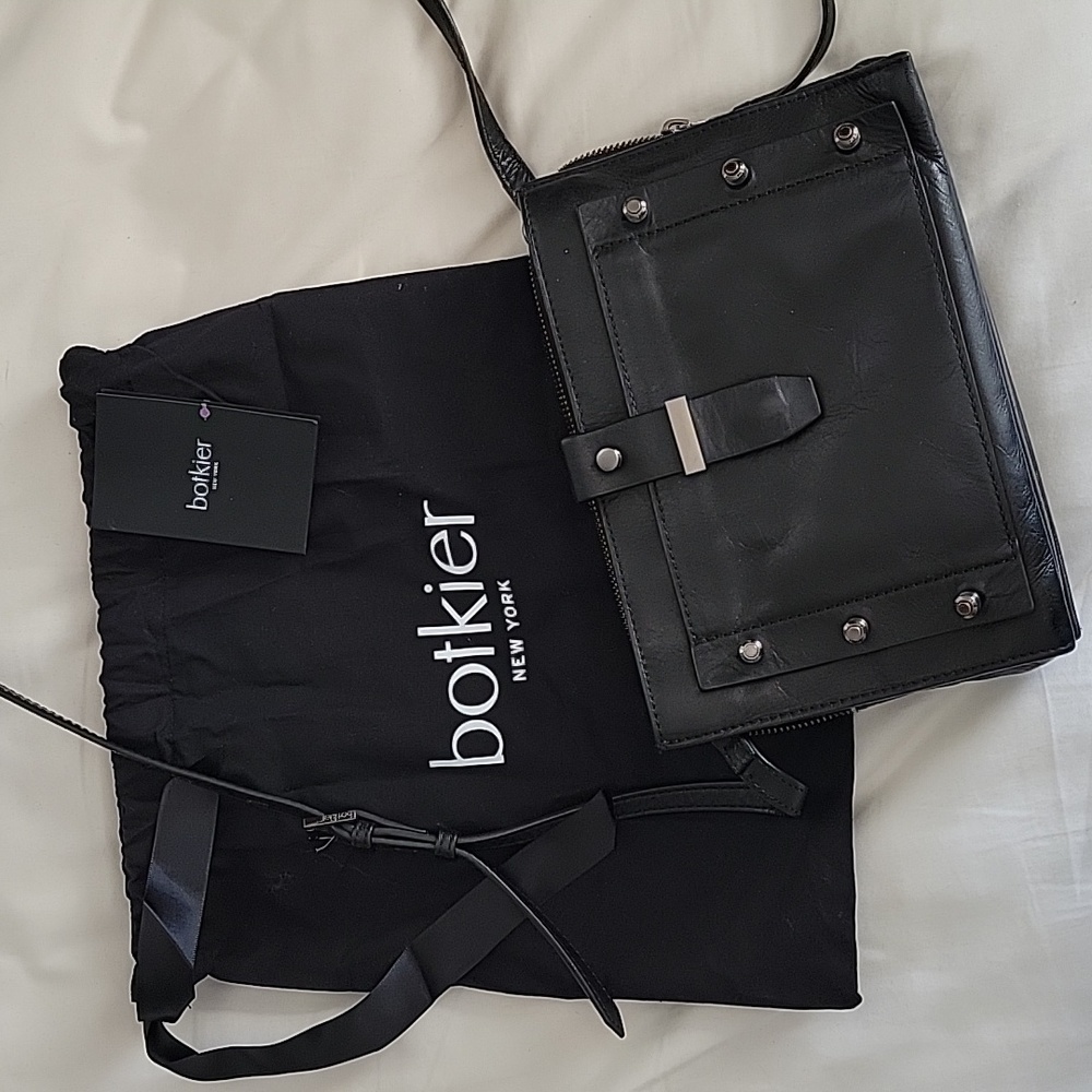 Botkier Warren City Cross Body Bag Black Leather EUC